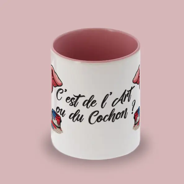 mug bicolore blanc/rose milieu C'est de l'Art ou du Cochon ?
