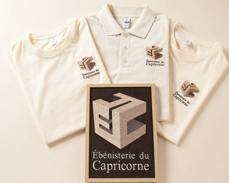 Broderie ébénisterie du capricorne