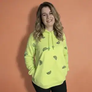 Sweat capuche citron vert brodé femme avec perles de cordon citron vert impression 3D, Aela Creations