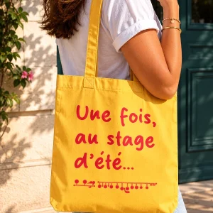 Tote bag flûte traversière stage d'été jaune soleil - Aela Creations