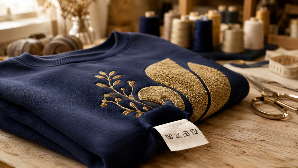 entretien textile brodé et floqué étiquette de lavage